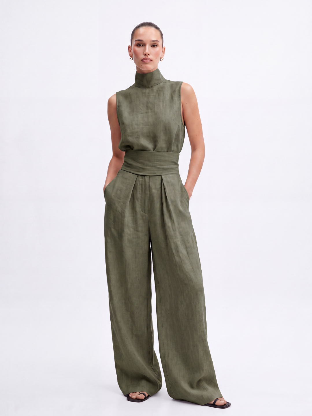 Phoebe | Linen Blouse Wide-Leg Pants Set oaklynwear