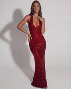 Aurea | Rhinestone Halter Maxi Dress oaklynwear