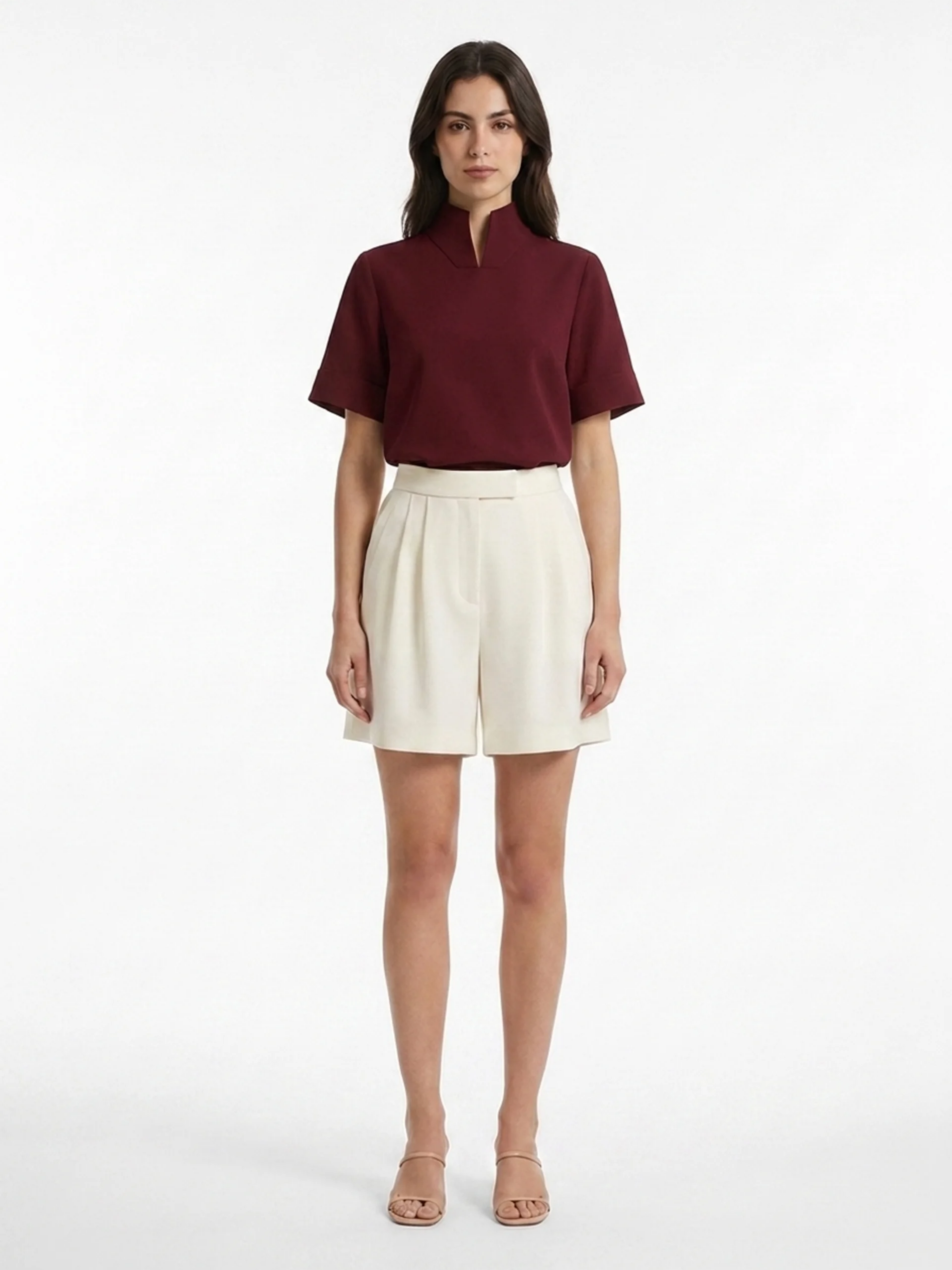 Vera | Stand Collar Structured Blouse oaklynwear