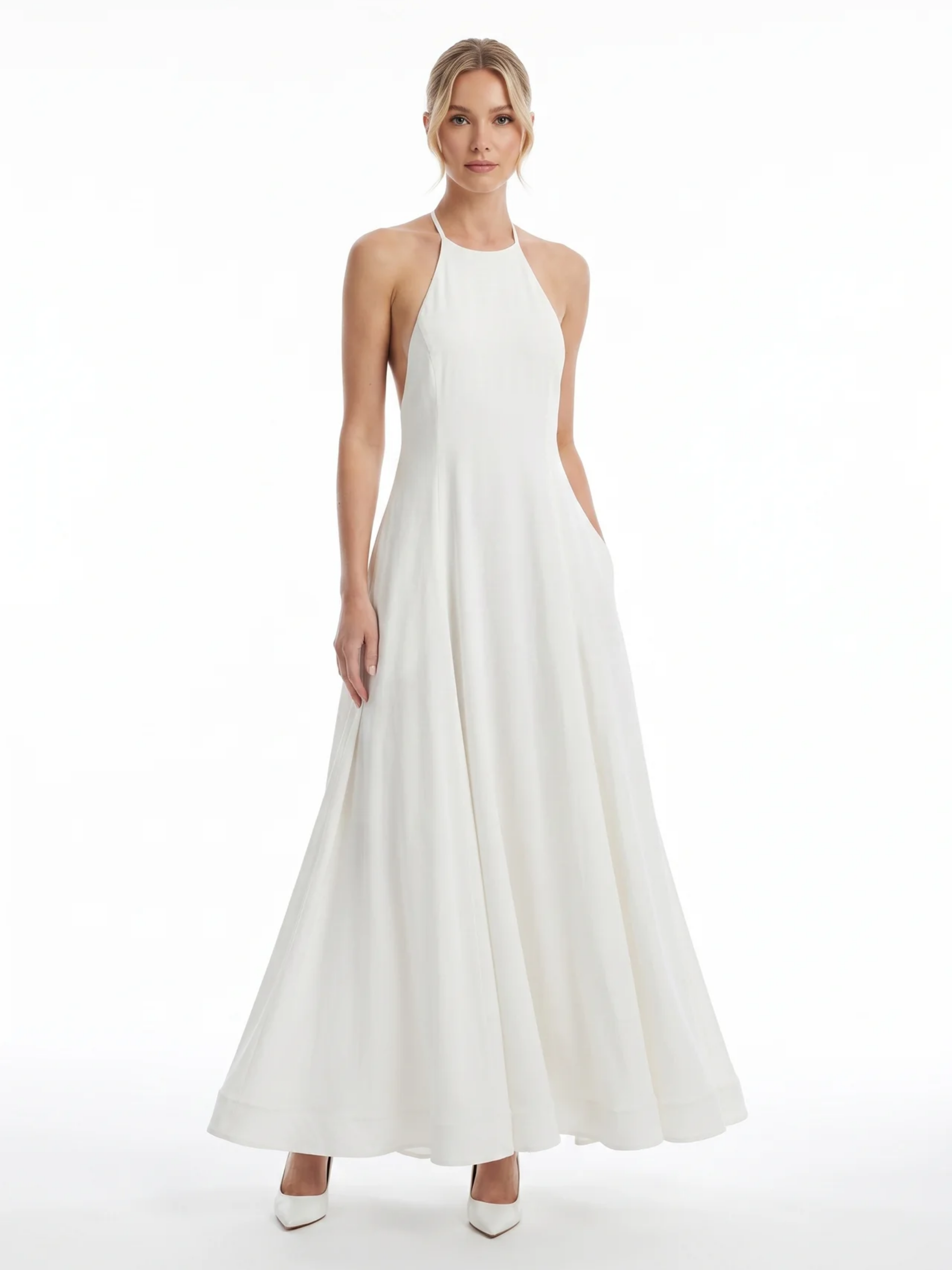 Paloma | Halter Neck Linen Maxi Dress oaklynwear