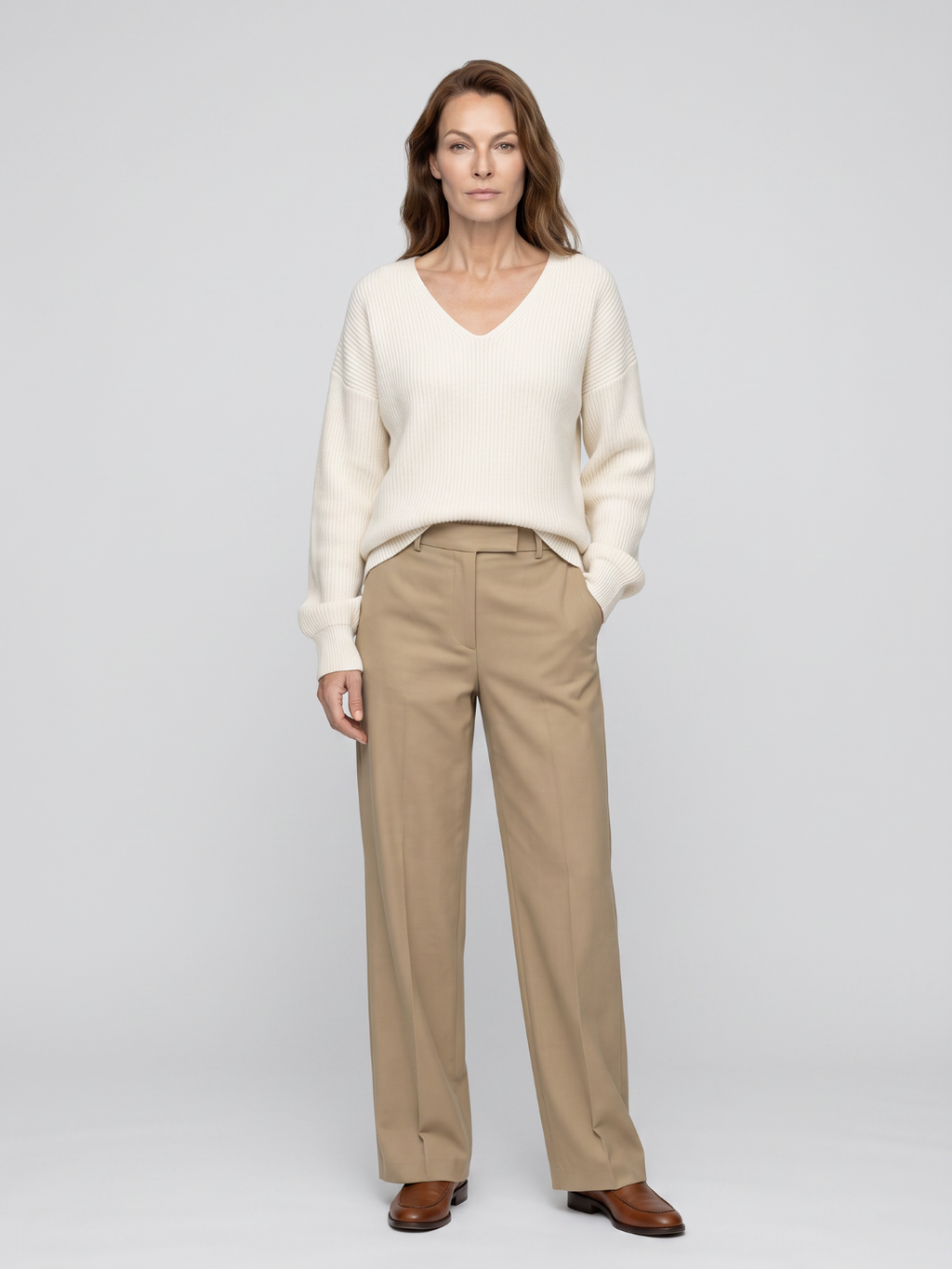 Lucy | V-Neck Oversized Ribbed Sweater, Relaxed Winter Pullover oaklynwear