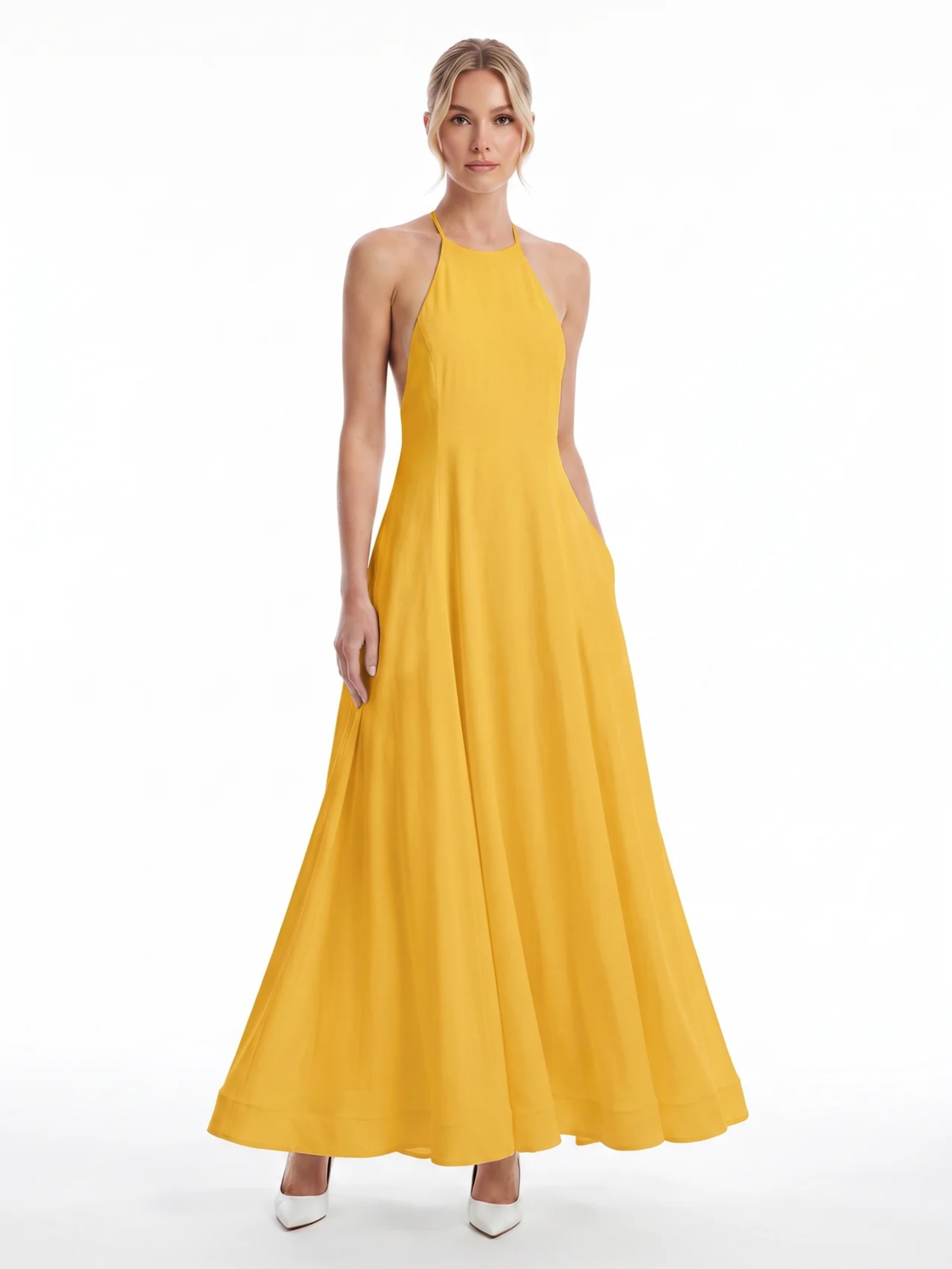 Paloma | Halter Neck Linen Maxi Dress oaklynwear
