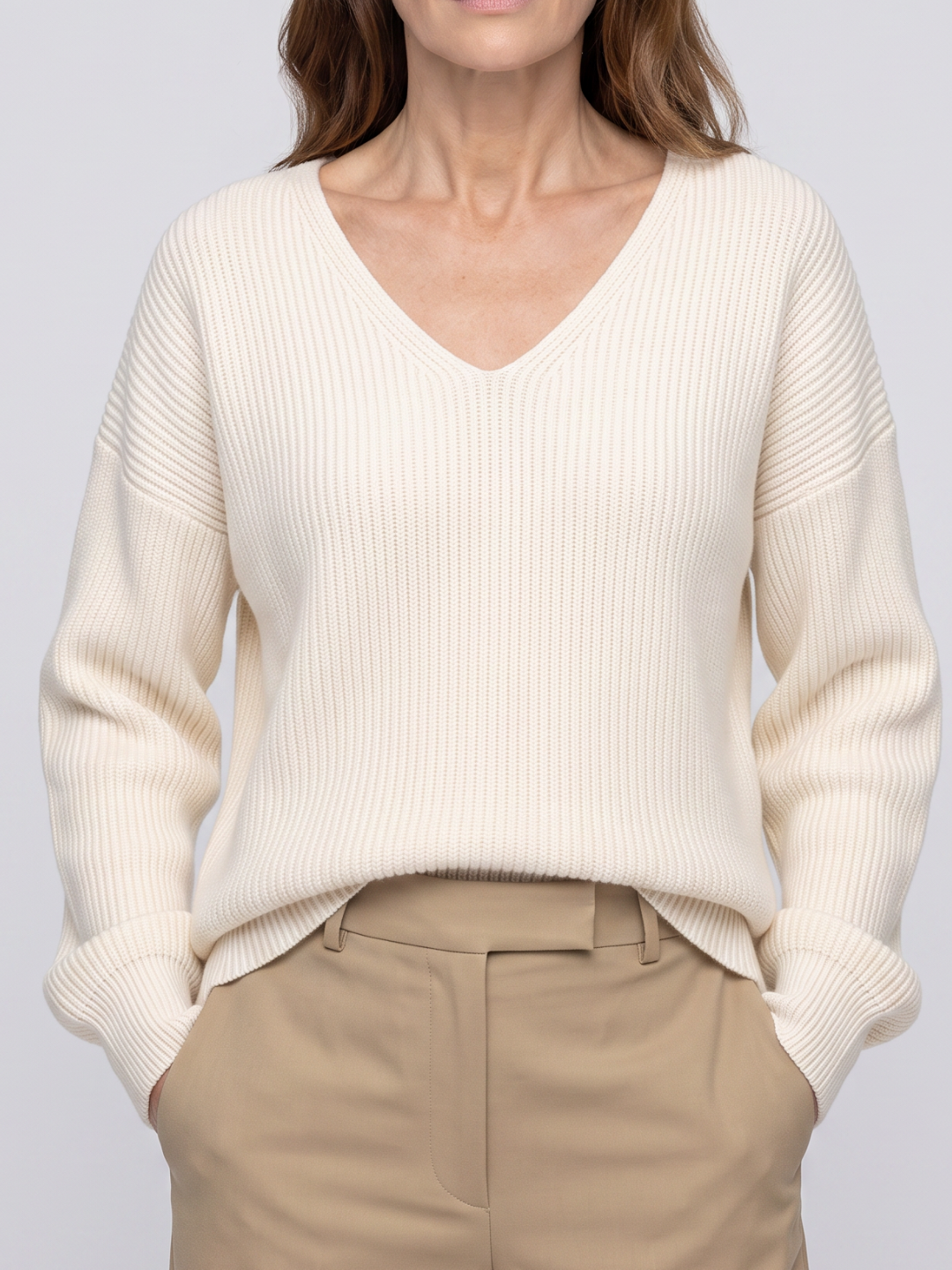 Lucy | V-Neck Oversized Ribbed Sweater, Relaxed Winter Pullover oaklynwear