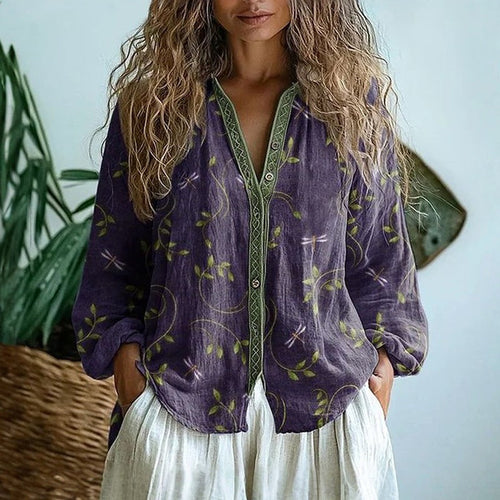 Brianna | Vintage Leaf Print Shirt oaklynwear