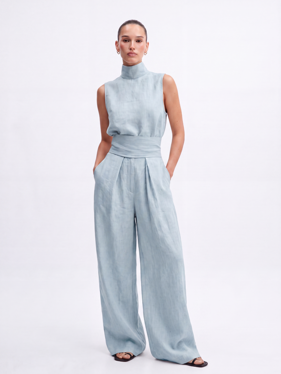 Phoebe | Linen Blouse Wide-Leg Pants Set oaklynwear