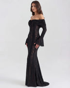 Rebekah | Lace Off-Shoulder Godet Maxi Dress oaklynwear