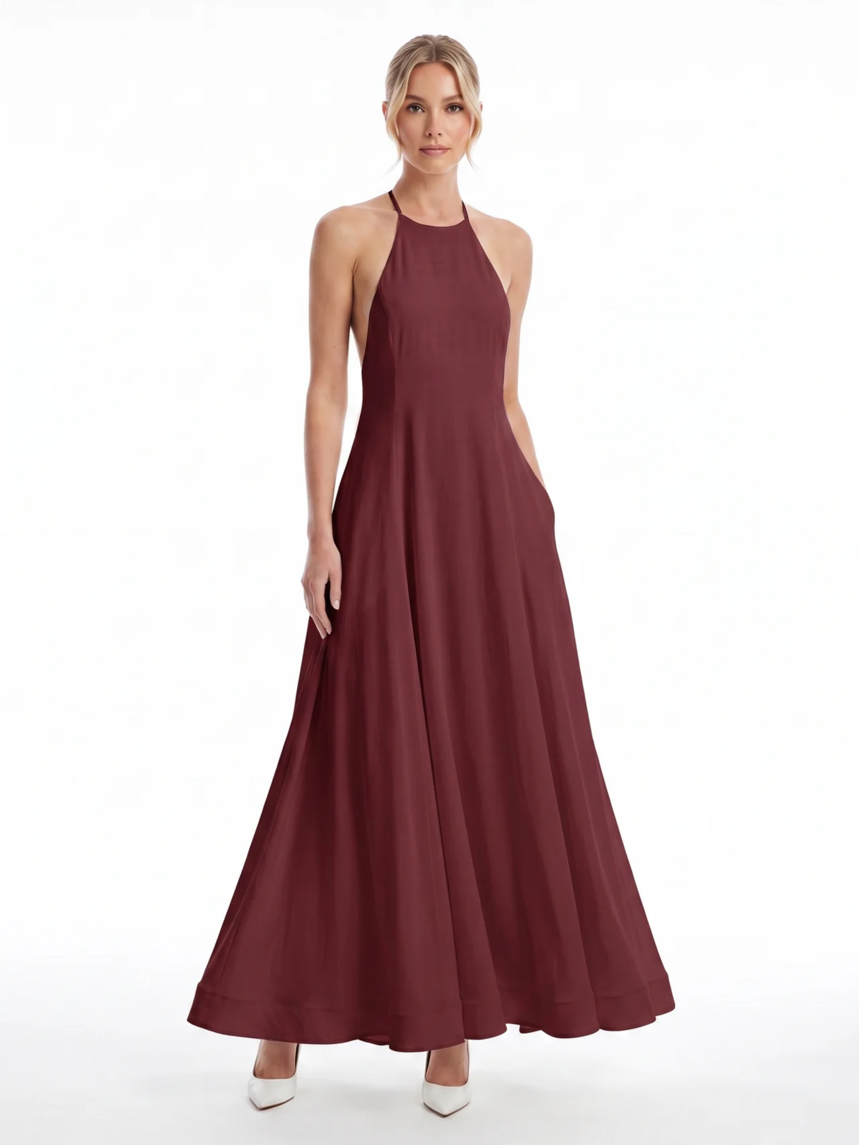Paloma | Halter Neck Linen Maxi Dress oaklynwear