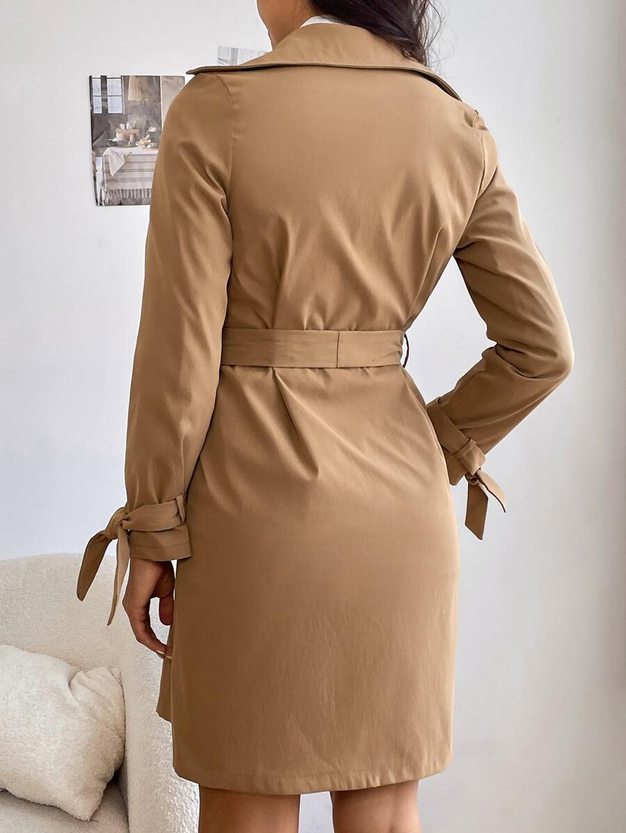 Allurite Sexy Double Breasted Belted Trench Coat Fall Winter Cloth For Women oaklynwear