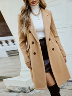 Ashley | Double-Breasted Lapel Collar Overcoat, Knee-Length Winter Coat oaklynwear