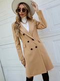 Ashley | Double-Breasted Lapel Collar Overcoat, Knee-Length Winter Coat oaklynwear