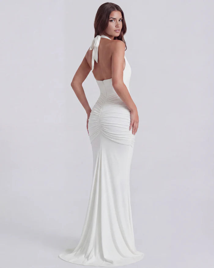 Seraphina | Plunging Halter Ruched Maxi Dress oaklynwear