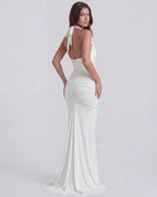 Seraphina | Plunging Halter Ruched Maxi Dress oaklynwear