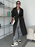 DAZY Solid Color Double-Breasted Long Casual Trench Coat,Fall Clothes Women Jacket oaklynwear