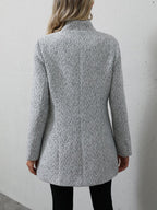Daniela | Open Front Stand Collar Overcoat, Elegant Textured Coat oaklynwear