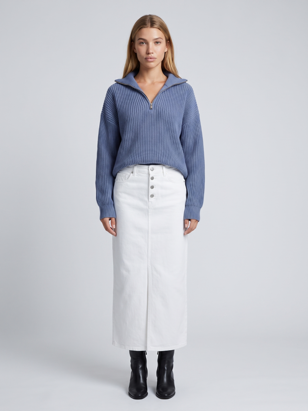 Bella | Half-Zip Ribbed Knit Sweater with Funnel Collar, Cozy Winter Pullover oaklynwear