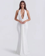 Seraphina | Plunging Halter Ruched Maxi Dress oaklynwear