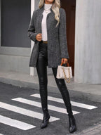 Daniela | Open Front Stand Collar Overcoat, Elegant Textured Coat oaklynwear