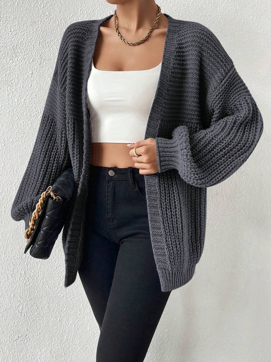 EMERY ROSE Drop Shoulder Casual Design Cardigan,Long Sleeve Tops Fall Winter Cloth For Women oaklynwear