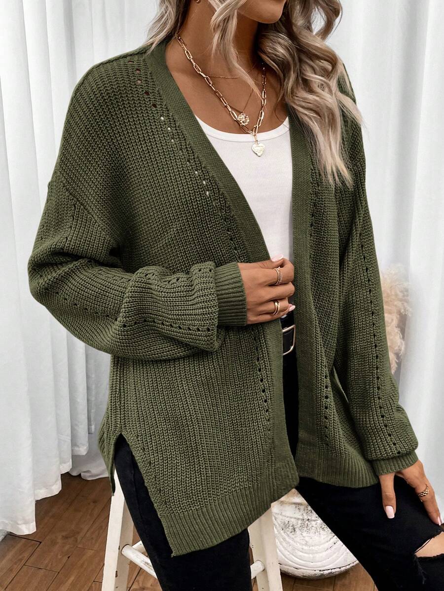 Amelie | Open Front Pointelle Knit Cardigan, Oversized Everyday Layer oaklynwear