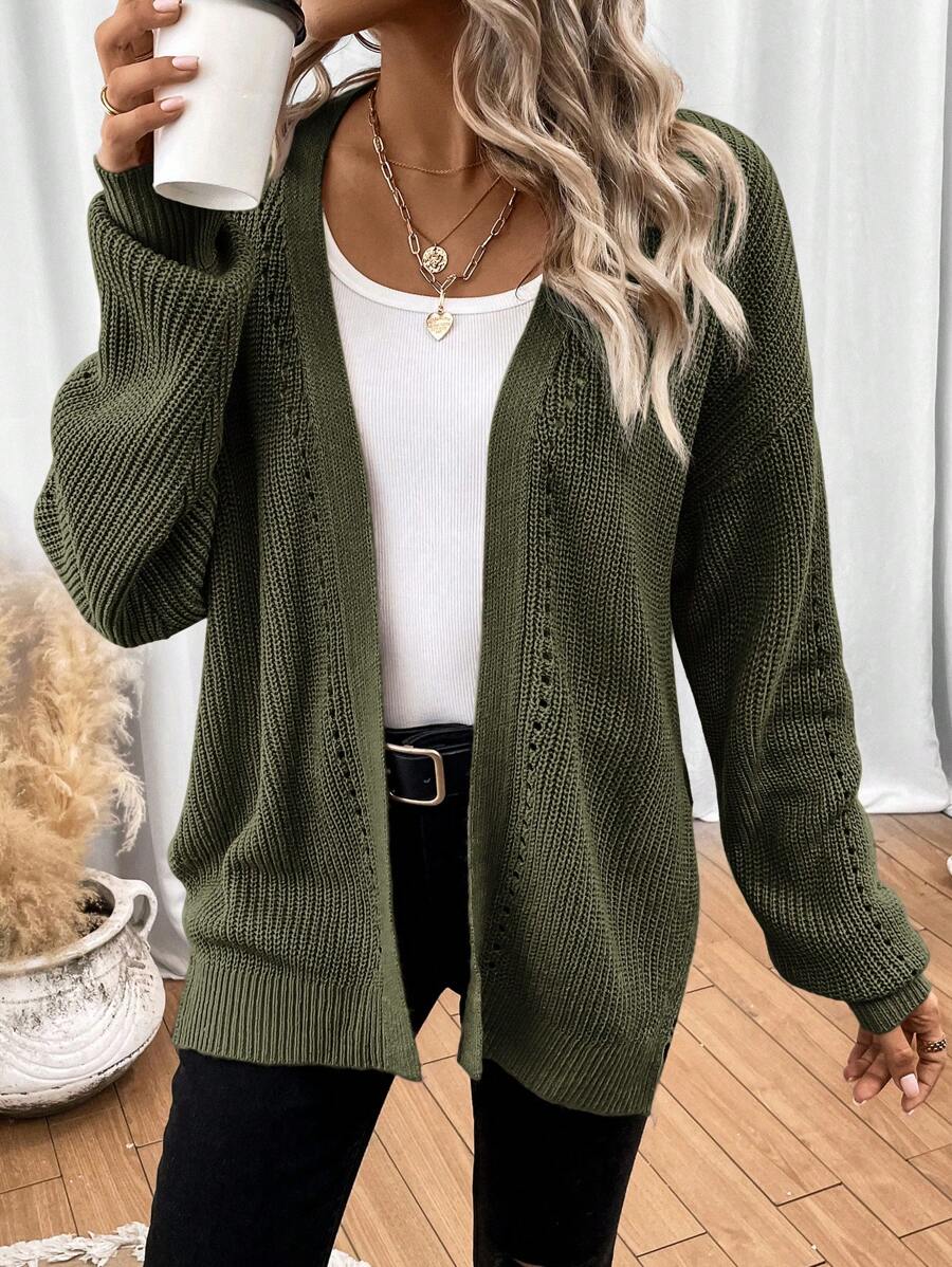 Amelie | Open Front Pointelle Knit Cardigan, Oversized Everyday Layer oaklynwear
