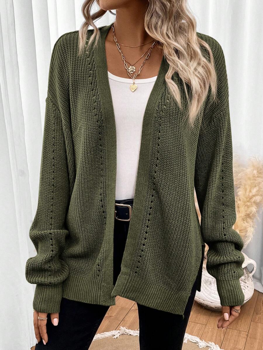 Amelie | Open Front Pointelle Knit Cardigan, Oversized Everyday Layer oaklynwear