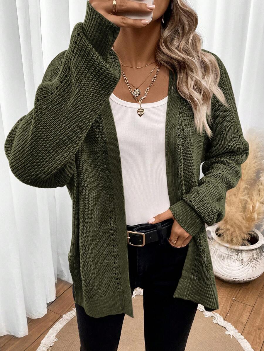 Amelie | Open Front Pointelle Knit Cardigan, Oversized Everyday Layer oaklynwear