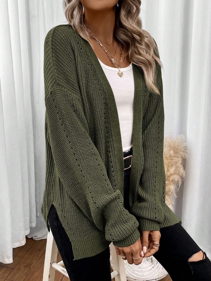 Amelie | Open Front Pointelle Knit Cardigan, Oversized Everyday Layer oaklynwear