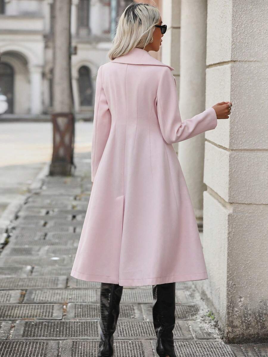 Liliana Fit and Flare Double-Breasted Lapel Overcoat - view 2