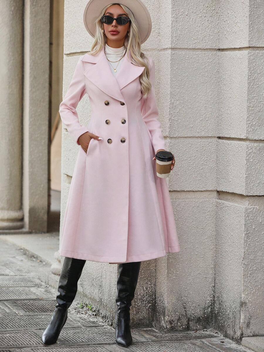 Liliana Fit and Flare Double-Breasted Lapel Overcoat - view 4