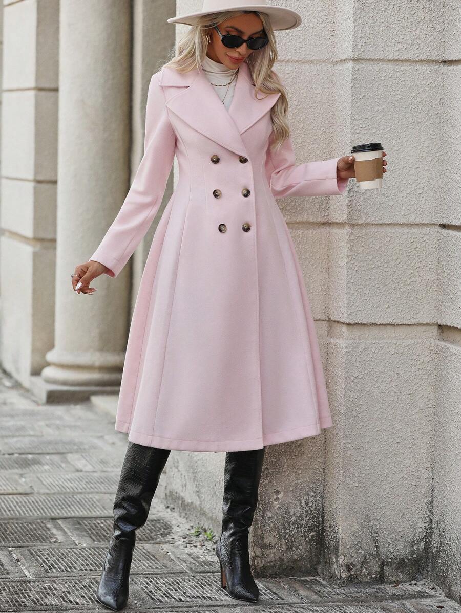 Liliana Fit and Flare Double-Breasted Lapel Overcoat - view 5