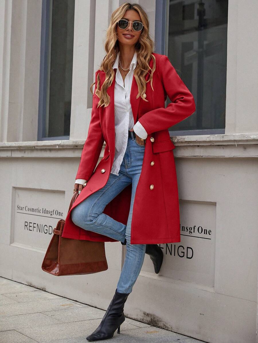 Mabel Lapel Double-Breasted Midi Overcoat - view 7