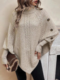 Alexis High Neck Batwing Poncho Sweater - front view