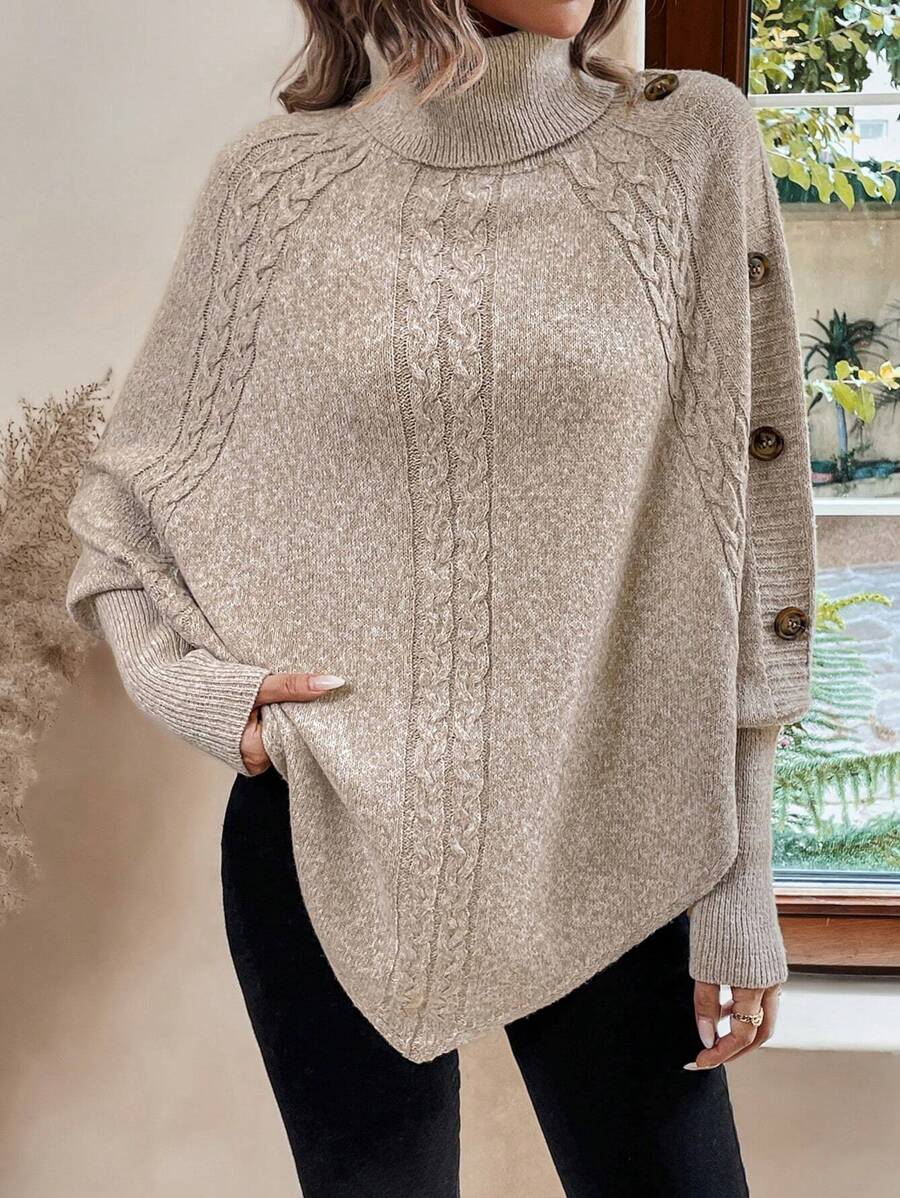 Alexis High Neck Batwing Poncho Sweater - view 6