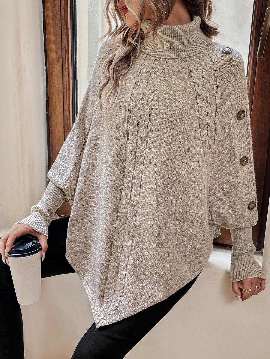 Alexis High Neck Batwing Poncho Sweater - view 7