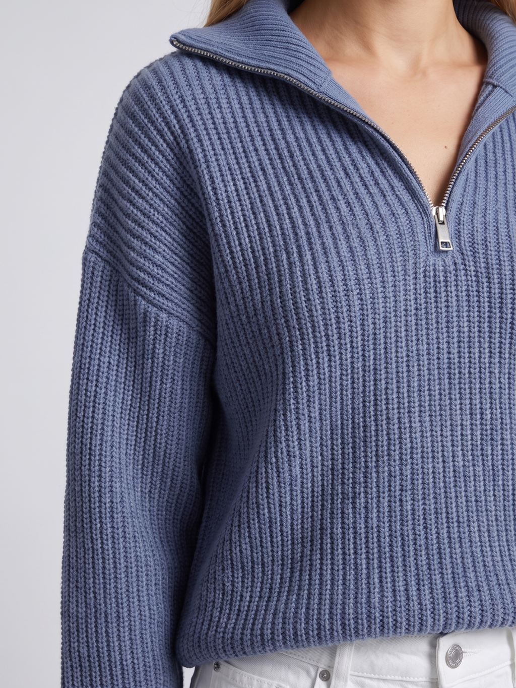 Bella | Half-Zip Ribbed Knit Sweater with Funnel Collar, Cozy Winter Pullover oaklynwear