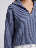 Bella | Half-Zip Ribbed Knit Sweater with Funnel Collar, Cozy Winter Pullover oaklynwear