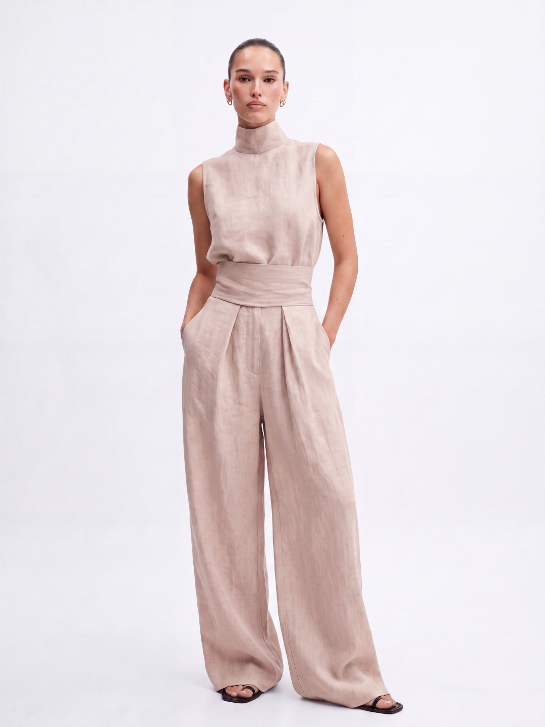 Phoebe | Linen Blouse Wide-Leg Pants Set oaklynwear