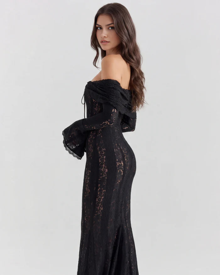 Rebekah | Lace Off-Shoulder Godet Maxi Dress oaklynwear