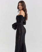 Rebekah | Lace Off-Shoulder Godet Maxi Dress oaklynwear