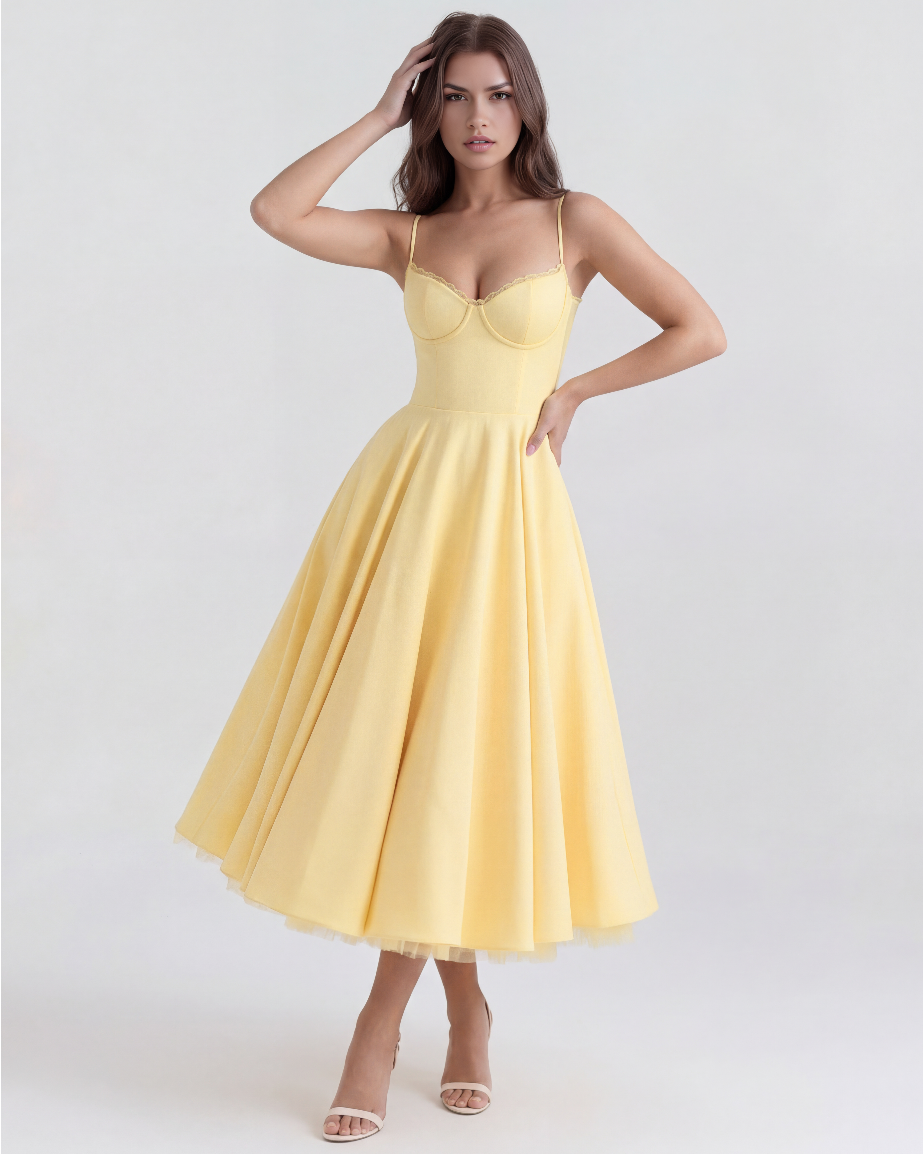 Selene | Tulle Sweetheart Corset Midi Dress oaklynwear