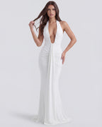 Seraphina | Plunging Halter Ruched Maxi Dress oaklynwear