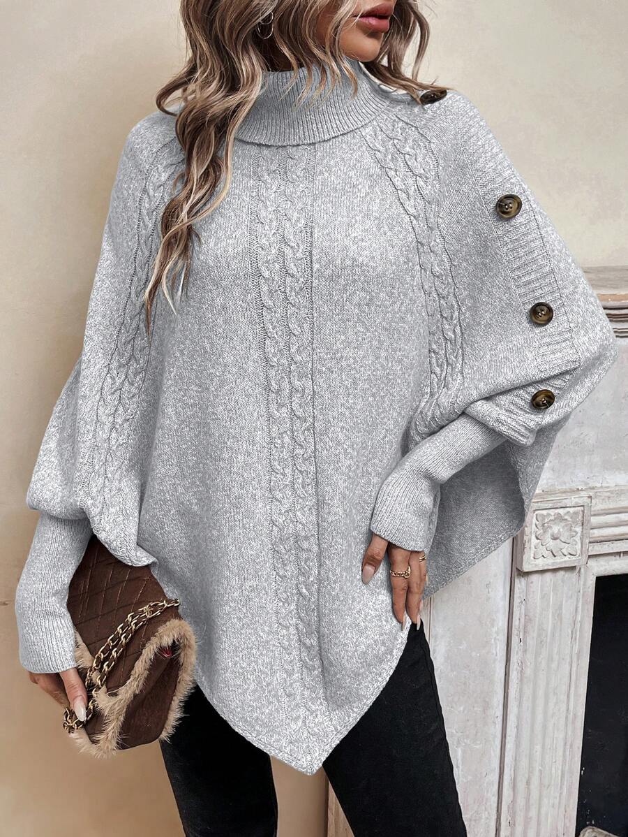 Alexis High Neck Batwing Poncho Sweater - view 10