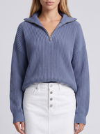 Bella | Half-Zip Ribbed Knit Sweater with Funnel Collar, Cozy Winter Pullover oaklynwear
