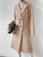 SHEIN x Carly Lawrence Lapel Neck Double Breasted Overcoat Fall Winter Cloth For Women oaklynwear