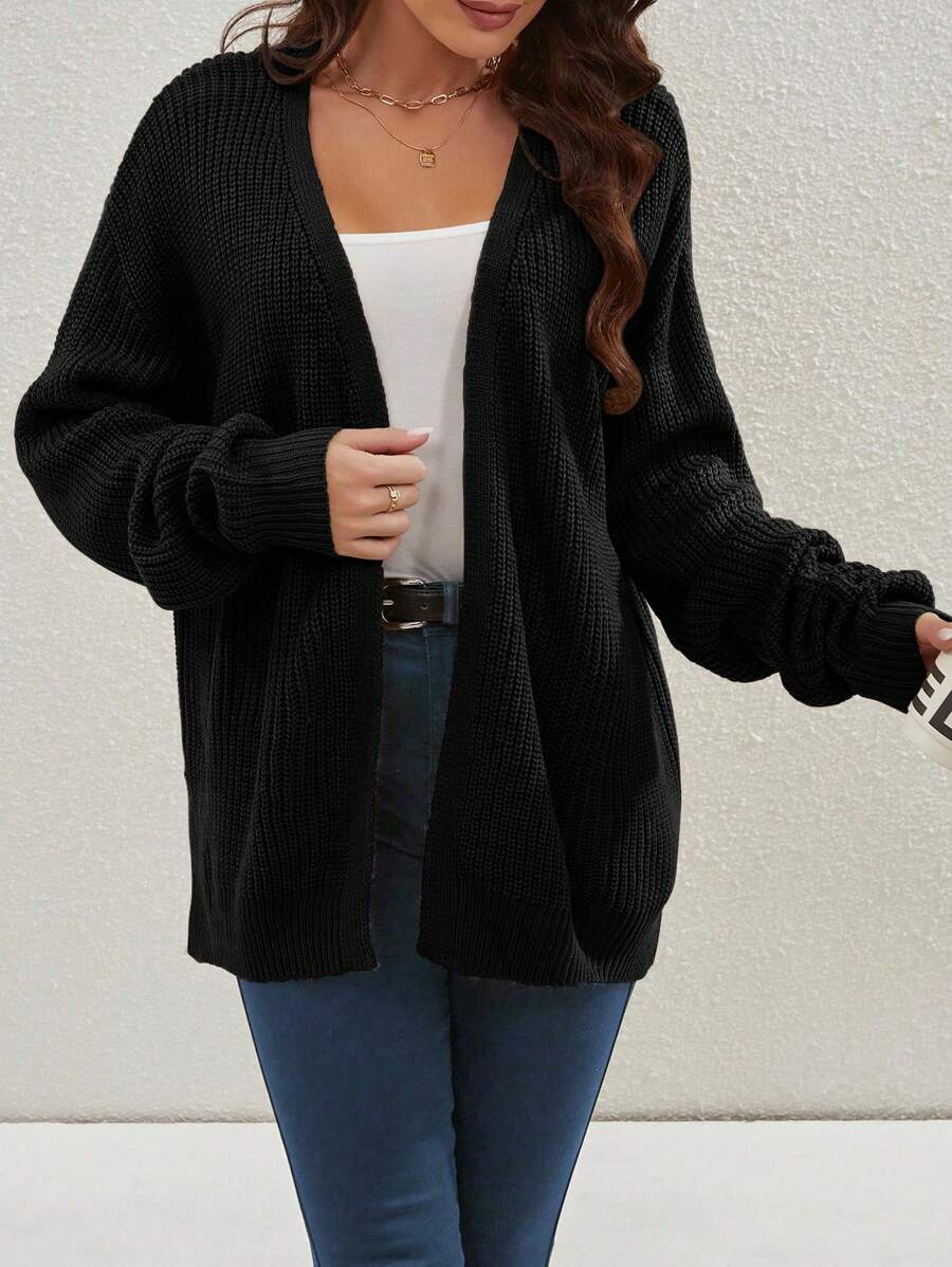 Yali | Ribbed Open Front Cardigan with Side Splits oaklynwear