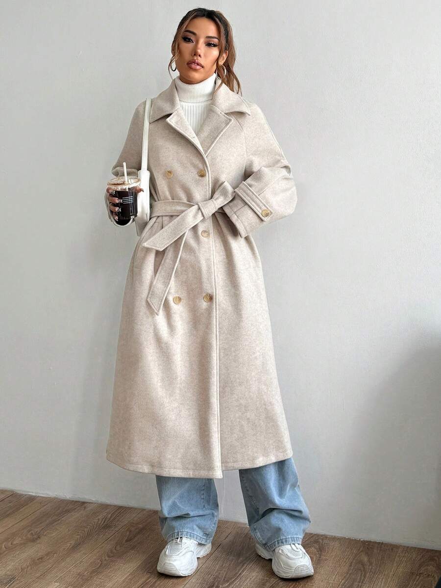 Kylie Belted Notched Collar Long Overcoat - view 3