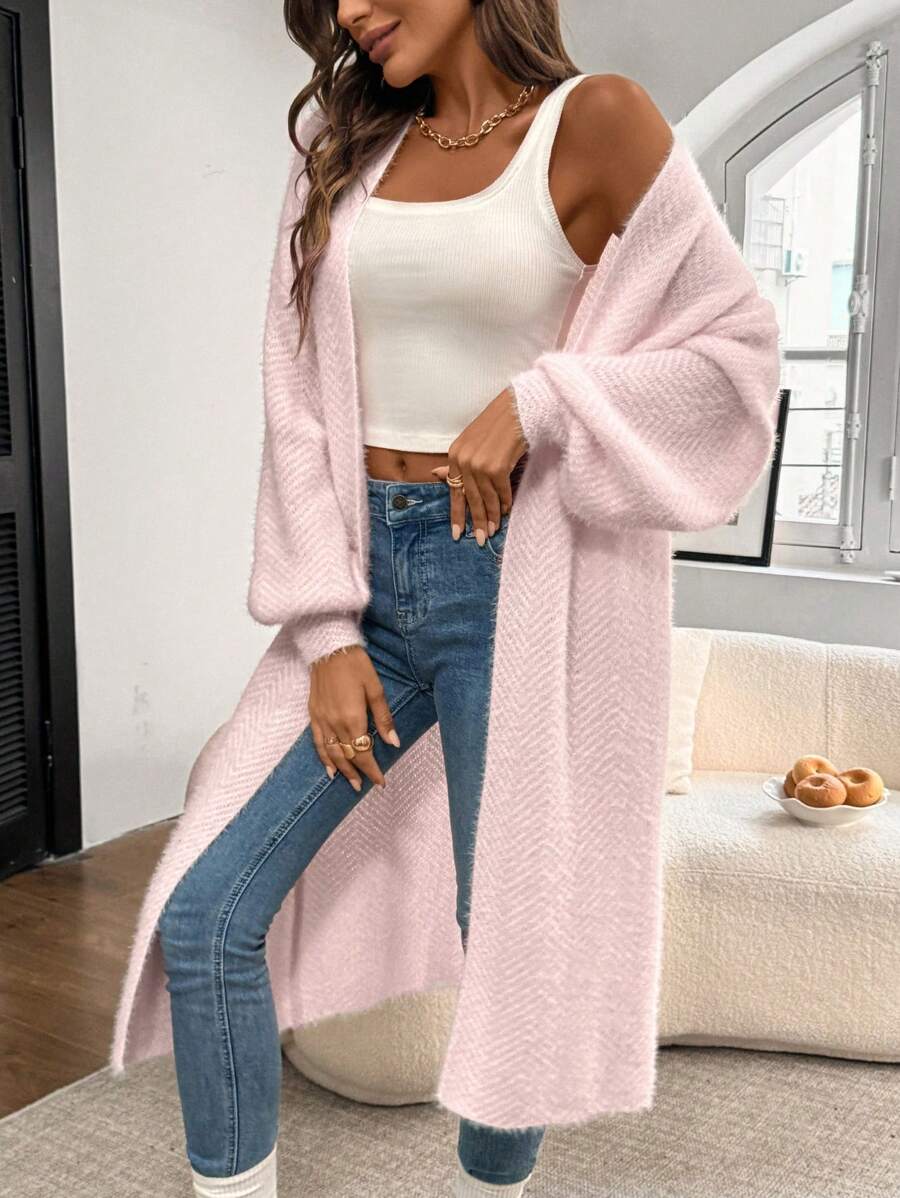 Arya Chevron Textured Open Front Cardigan - view 9