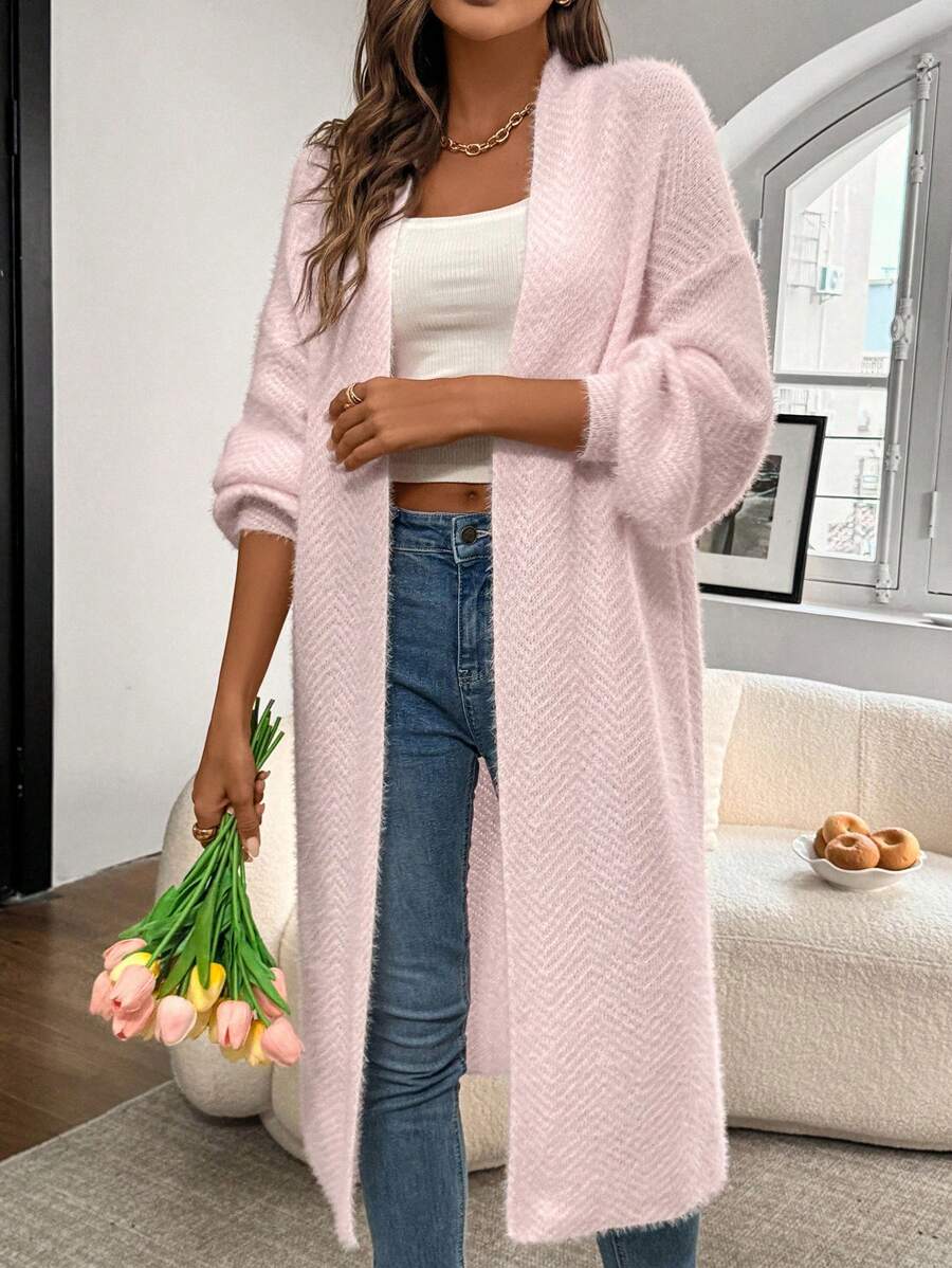 Arya Chevron Textured Open Front Cardigan - view 10