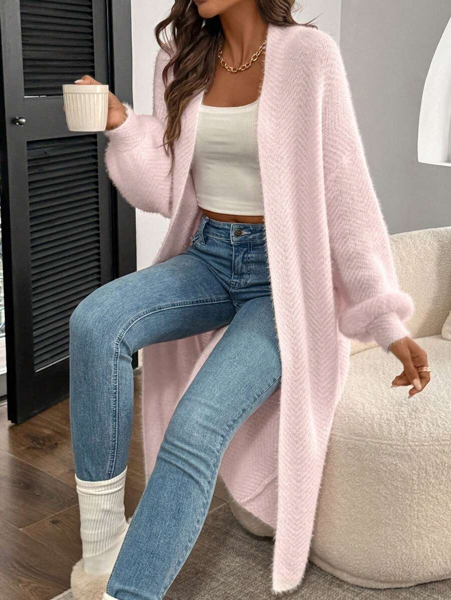 Arya Chevron Textured Open Front Cardigan - view 12