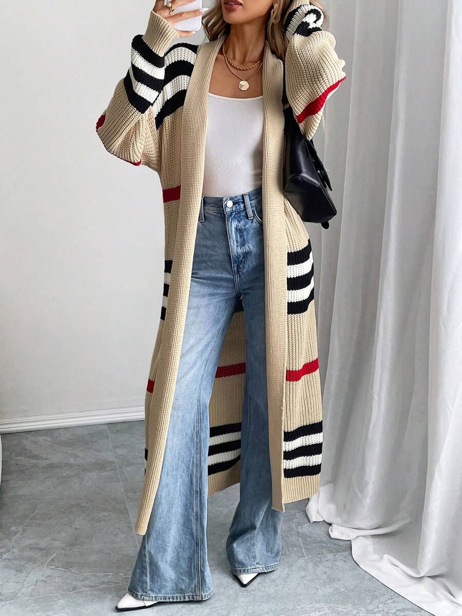 Alina Colorblock Striped Longline Cardigan - view 2